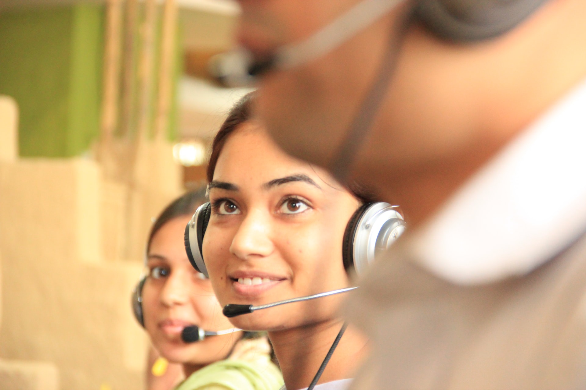 Woman using headphones