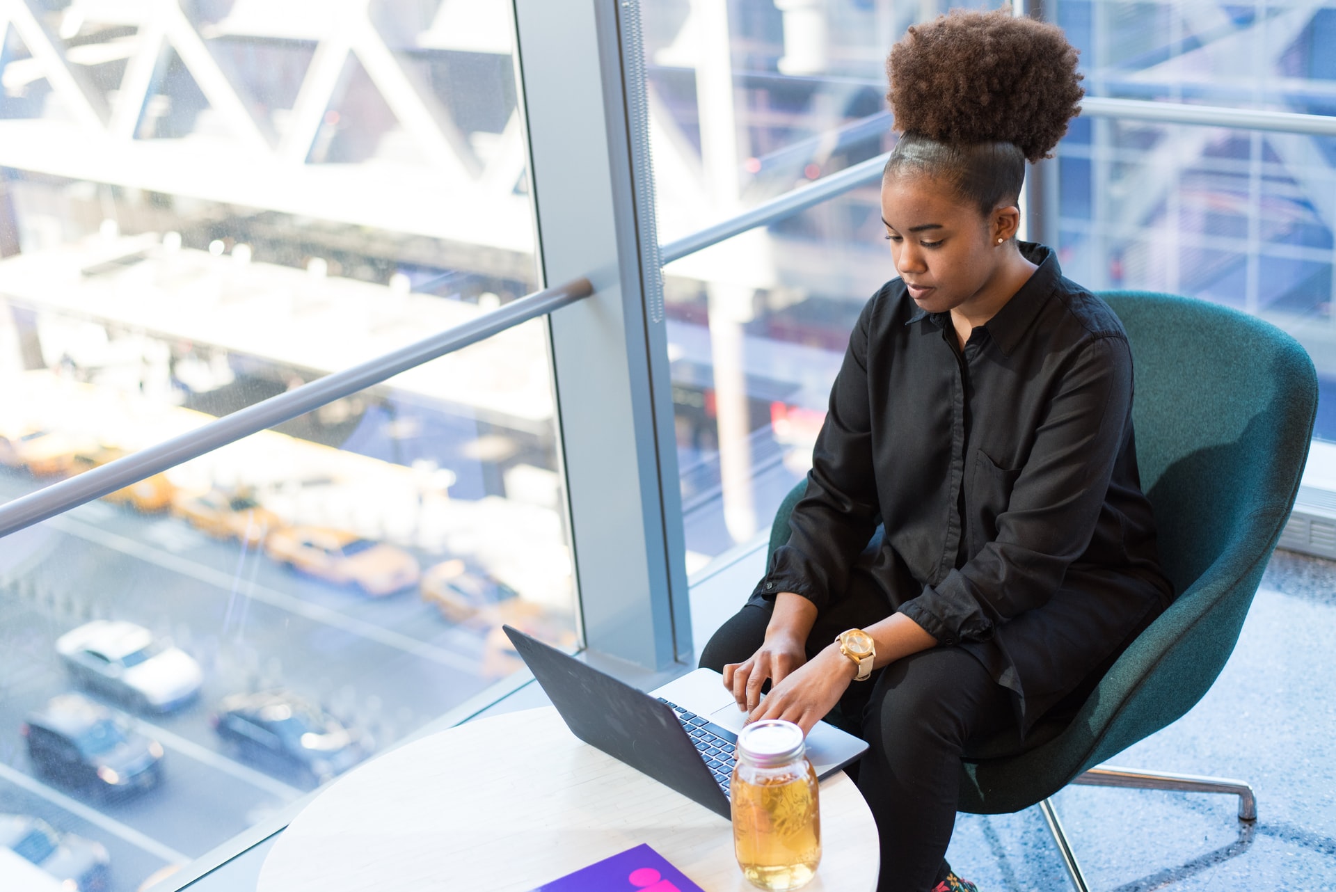 Woman using laptop