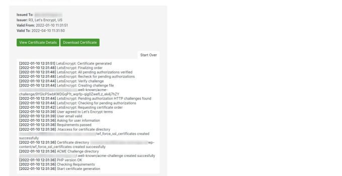 WP Force SSL Certificate