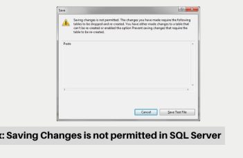 Saving Changes is not permitted in SQL Server