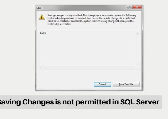 Saving Changes is not permitted in SQL Server
